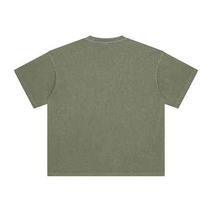 Unisex Enzyme Washed T-Shirt in gray green, alternate angle