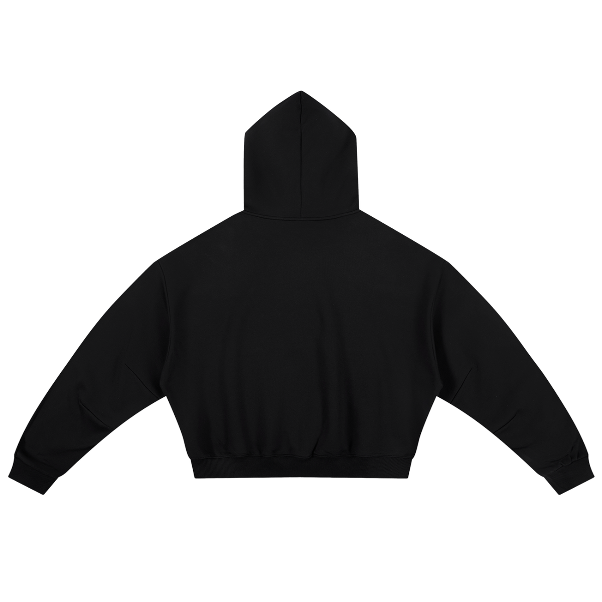 Unisex Essential Boxy Darted Sleeve Hoodie in black, alternate angle