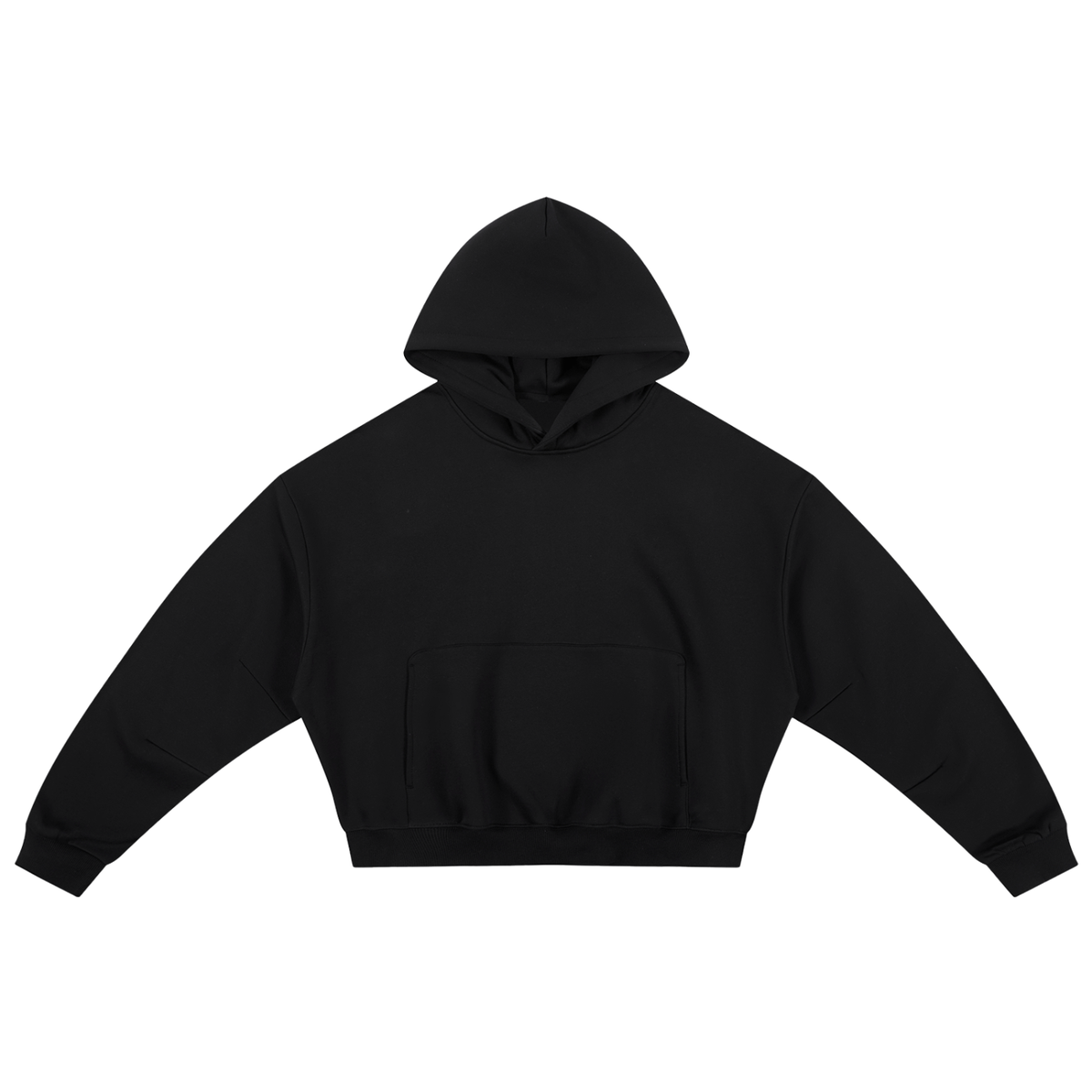 Unisex Essential Boxy Darted Sleeve Hoodie in black