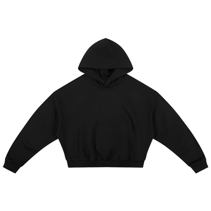 Unisex Essential Boxy Darted Sleeve Hoodie in black