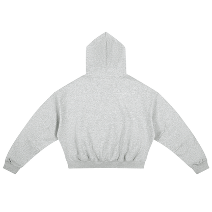 Unisex Essential Boxy Darted Sleeve Hoodie in flower gray, alternate angle