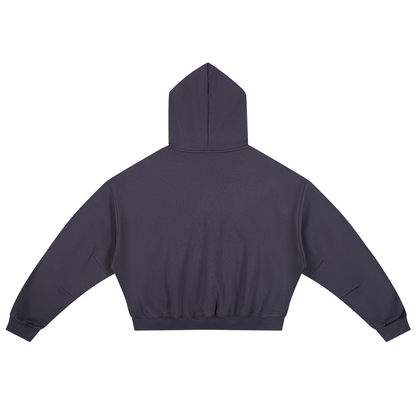 Unisex Essential Boxy Darted Sleeve Hoodie in plum purple, alternate angle