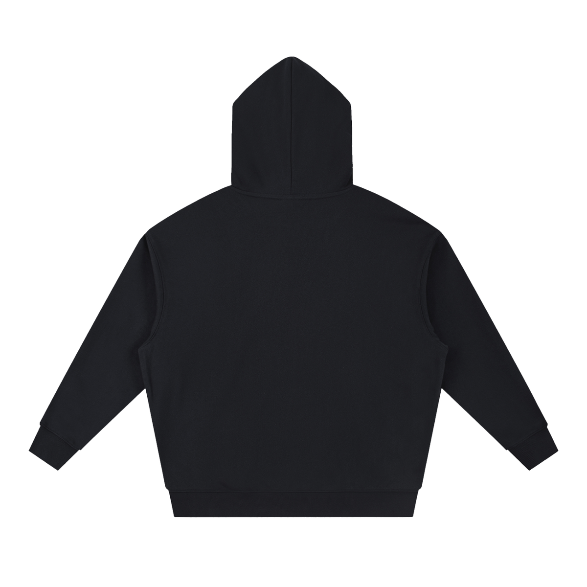 Unisex Essential Boxy Drop-Shoulder Hoodie in black, alternate angle