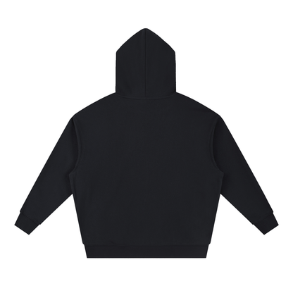 Unisex Essential Boxy Drop-Shoulder Hoodie in black, alternate angle