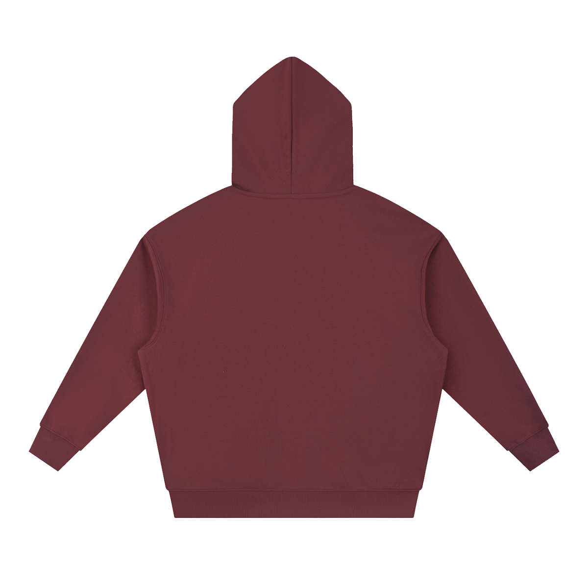 Unisex Essential Boxy Drop-Shoulder Hoodie in dull red, alternate angle