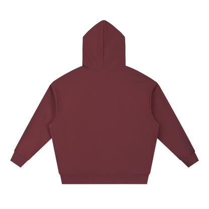 Unisex Essential Boxy Drop-Shoulder Hoodie in dull red, alternate angle