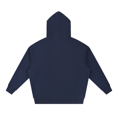 Unisex Essential Boxy Drop-Shoulder Hoodie in navy blue, alternate angle