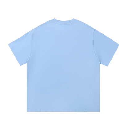 Unisex Essential Cotton T-Shirt in blue, alternate angle