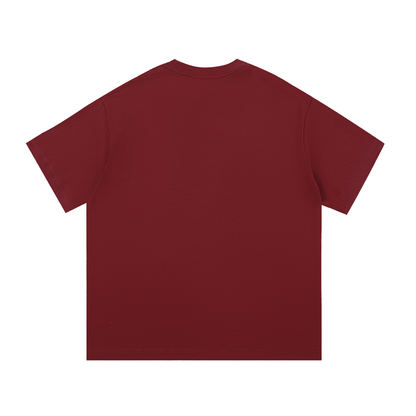 Unisex Essential Cotton T-Shirt in wine red, alternate angle