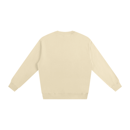 Unisex Essential Crewneck Sweatshirt in apricot, alternate angle