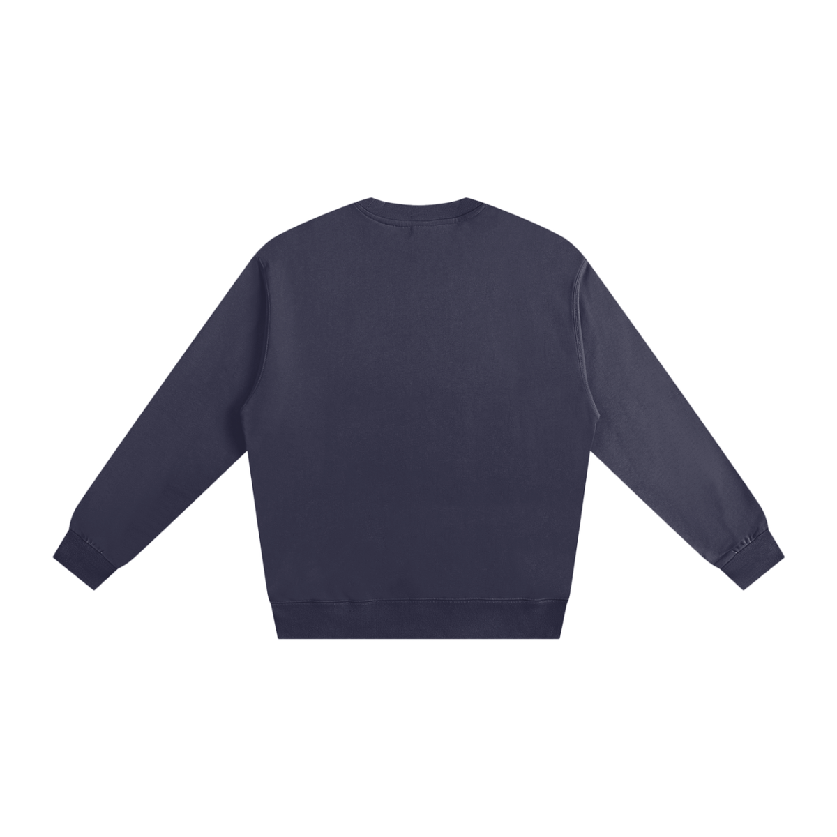 Unisex Essential Crewneck Sweatshirt in navy blue, alternate angle