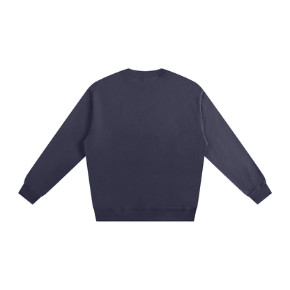 Unisex Essential Crewneck Sweatshirt in navy blue, alternate angle