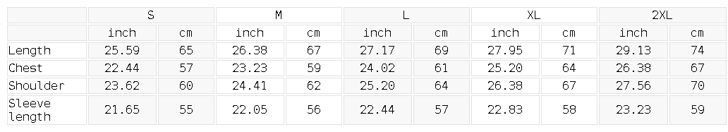 Size chart for the Unisex Essential Crewneck Sweatshirt