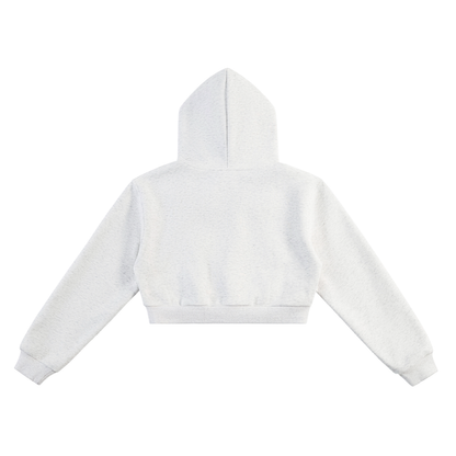 Unisex Essential Cropped Hoodie in flower gray, alternate angle