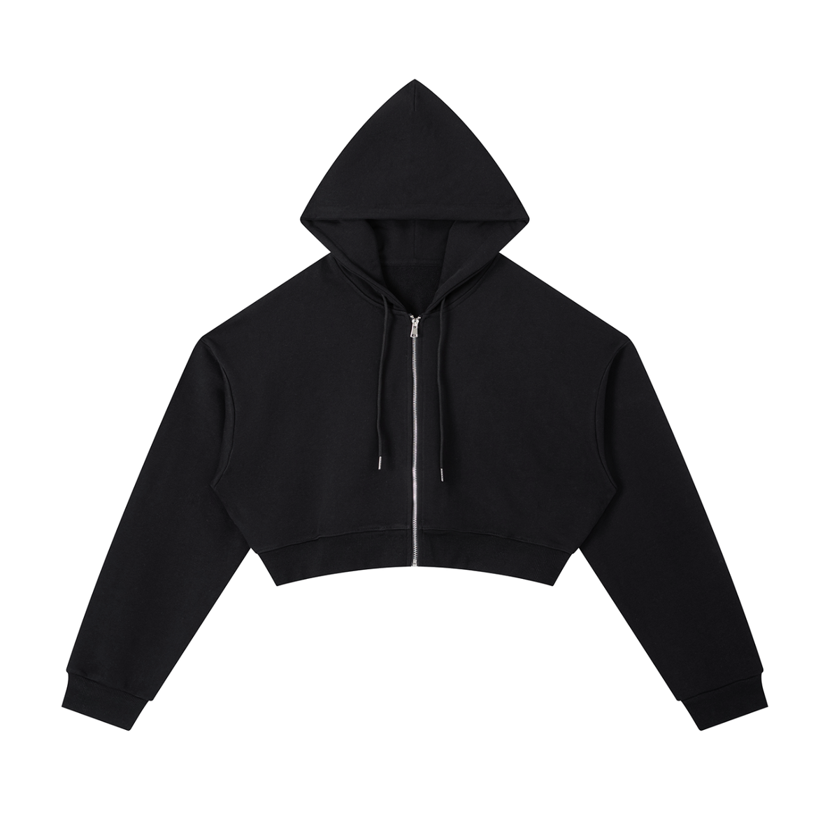 Unisex Essential Cropped Zip-Up Hoodie in black