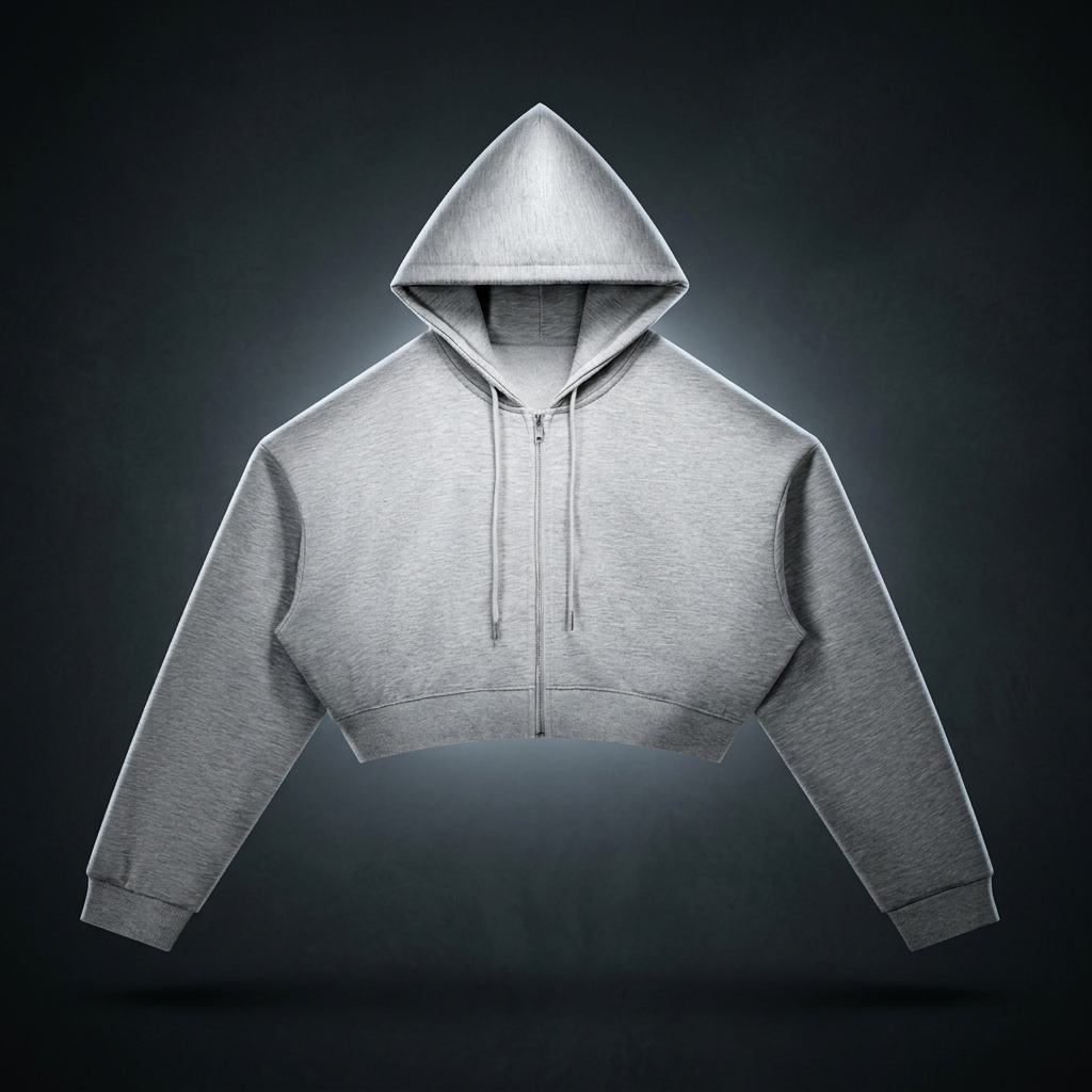 Unisex Essential Cropped Zip-Up Hoodie