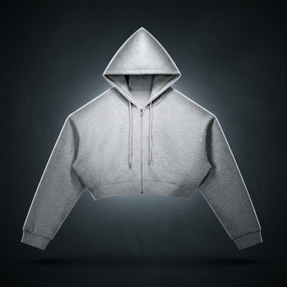 Unisex Essential Cropped Zip-Up Hoodie