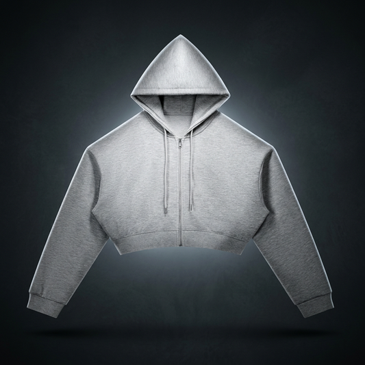 Unisex Essential Cropped Zip-Up Hoodie