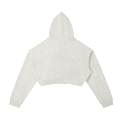 Unisex Essential Cropped Zip-Up Hoodie in oat gray, alternate angle