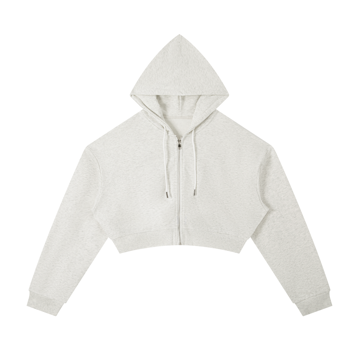 Unisex Essential Cropped Zip-Up Hoodie in oat gray