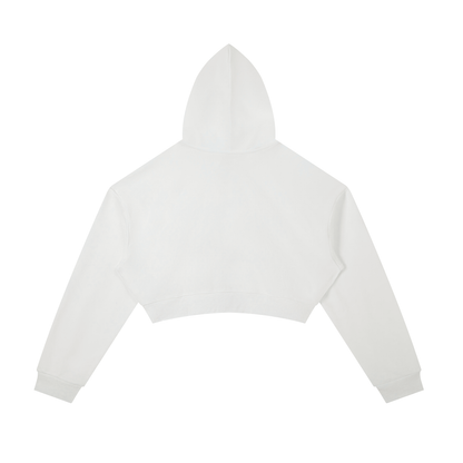 Unisex Essential Cropped Zip-Up Hoodie in white, alternate angle