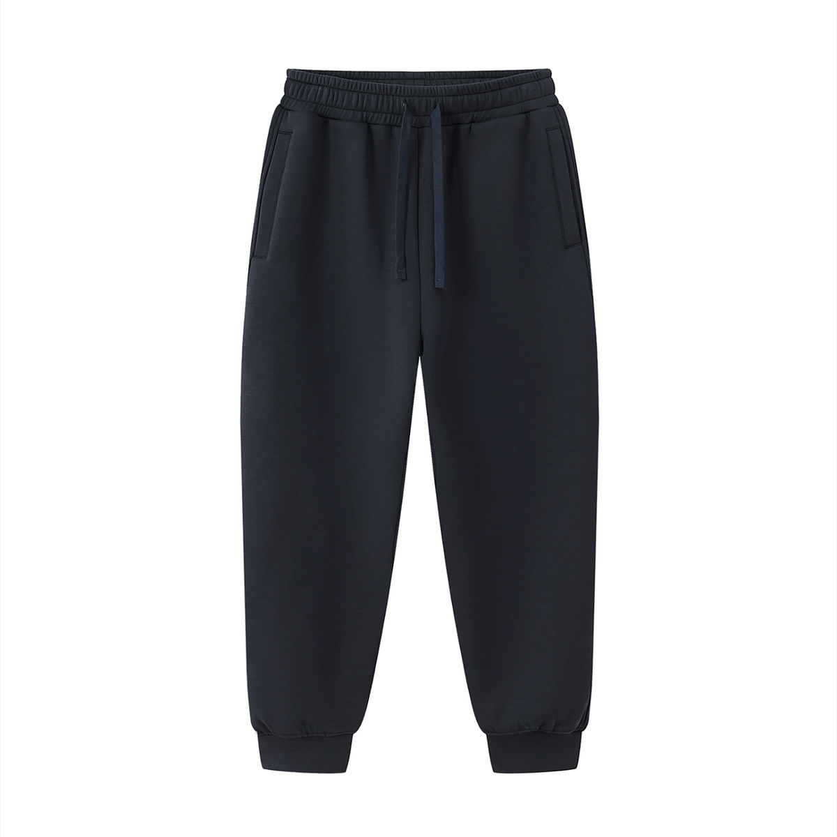Unisex Essential Drawstring Jogged Sweatpants in navy blue