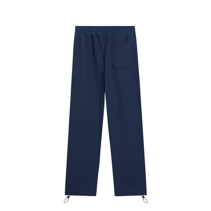Unisex Essential Drawstring Straight-Leg Sweatpants in navy blue, alternate angle