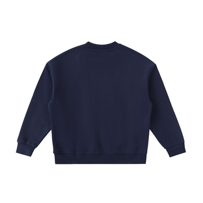 Unisex Essential Fleece Kids' Crewneck Sweatshirt in navy blue, alternate angle