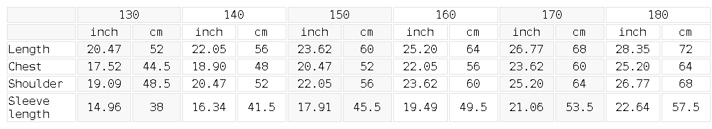 Size chart for the Unisex Essential Fleece Kids' Crewneck Sweatshirt