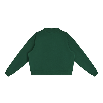 Unisex Essential Fleece Mock-Neck Crew Sweatshirt in blackish green, alternate angle