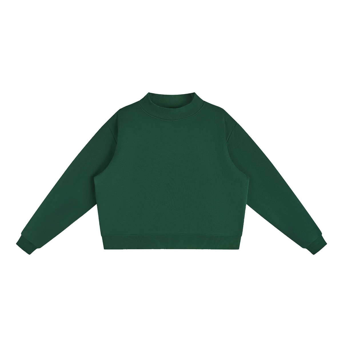 Unisex Essential Fleece Mock-Neck Crew Sweatshirt in blackish green