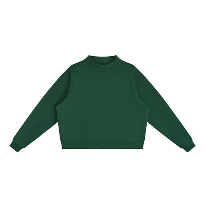 Unisex Essential Fleece Mock-Neck Crew Sweatshirt in blackish green
