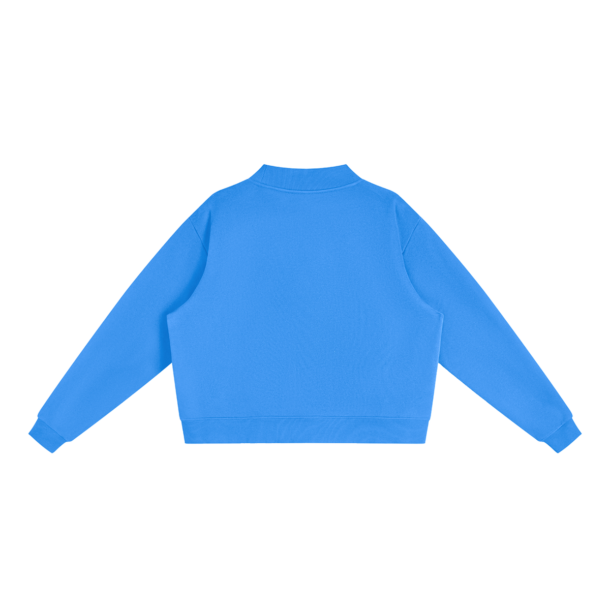 Unisex Essential Fleece Mock-Neck Crew Sweatshirt in blue, alternate angle