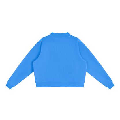 Unisex Essential Fleece Mock-Neck Crew Sweatshirt in blue, alternate angle