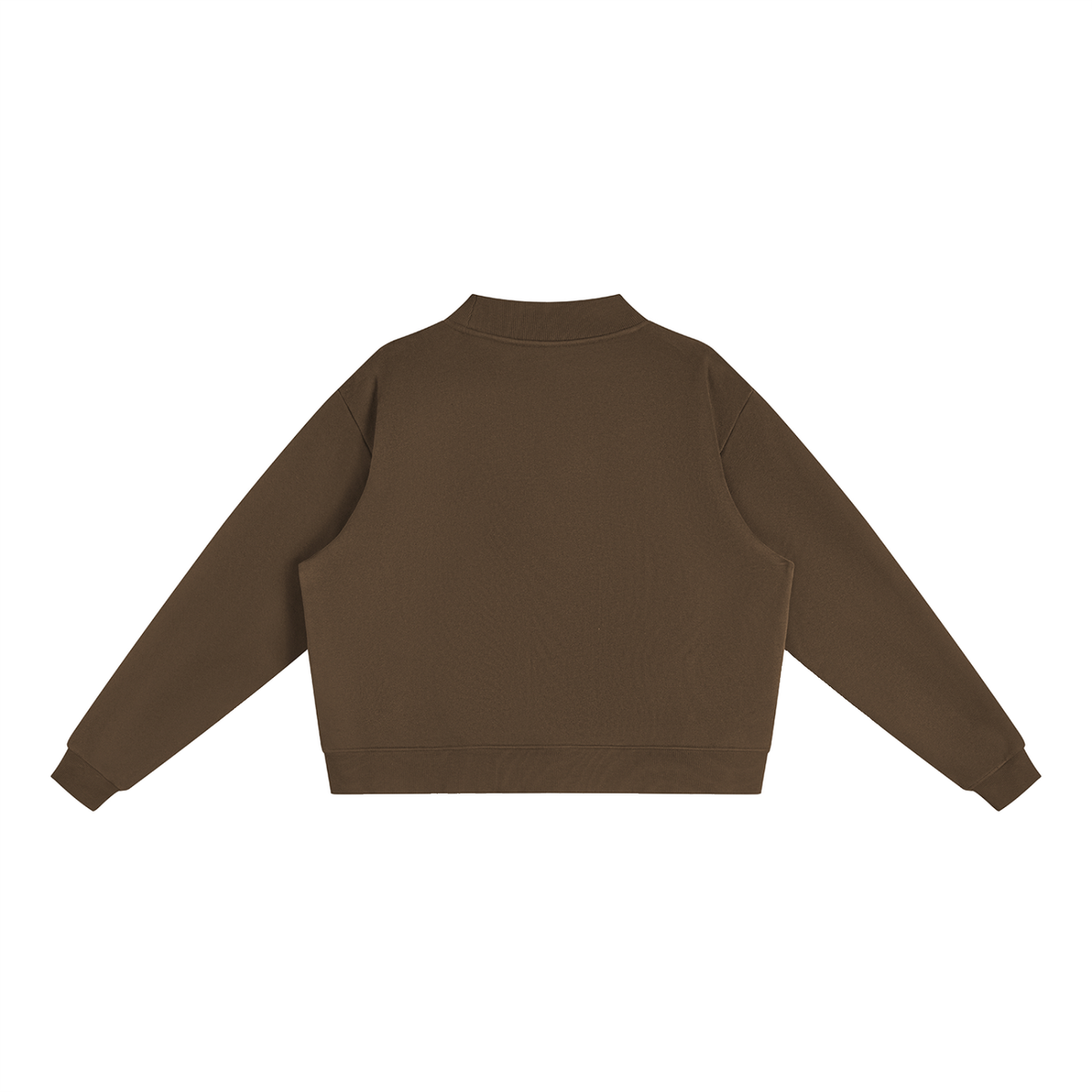 Unisex Essential Fleece Mock-Neck Crew Sweatshirt in brown, alternate angle