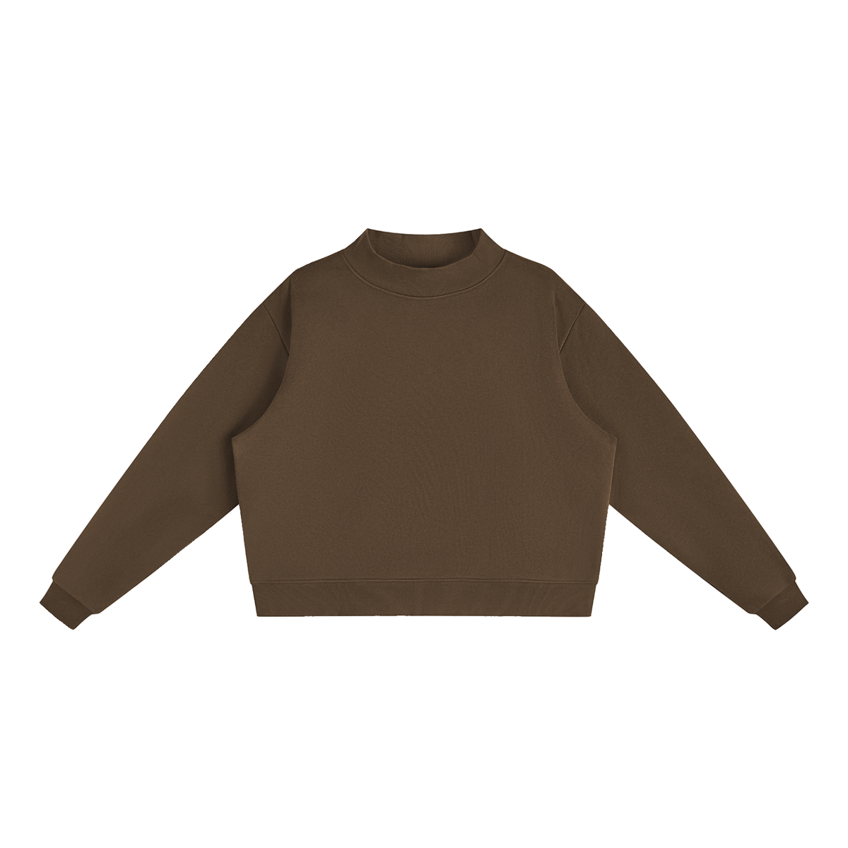 Unisex Essential Fleece Mock-Neck Crew Sweatshirt in brown