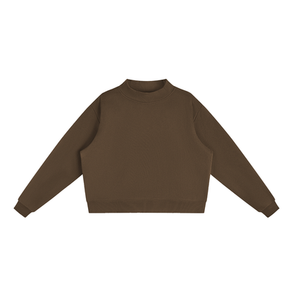 Unisex Essential Fleece Mock-Neck Crew Sweatshirt in brown