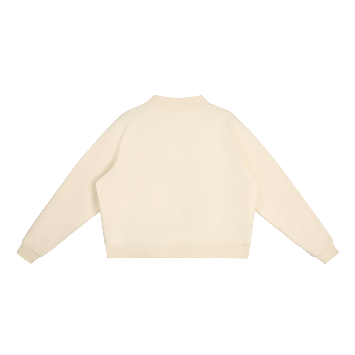 Unisex Essential Fleece Mock-Neck Crew Sweatshirt in cream apricot, alternate angle