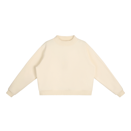 Unisex Essential Fleece Mock-Neck Crew Sweatshirt in cream apricot
