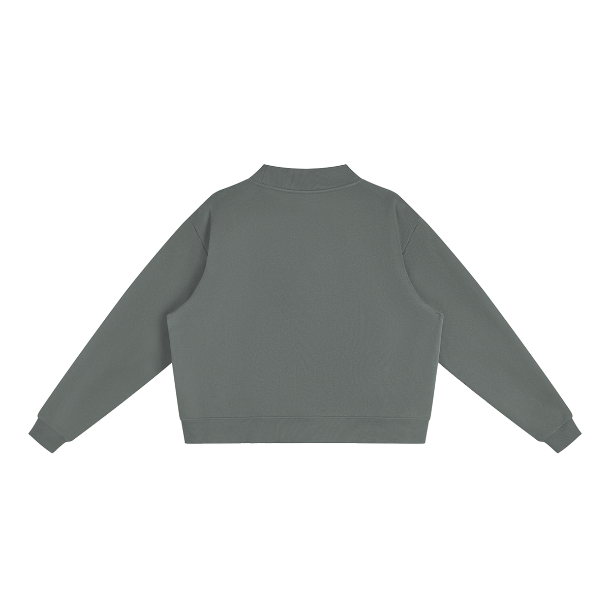 Unisex Essential Fleece Mock-Neck Crew Sweatshirt in dark gray, alternate angle