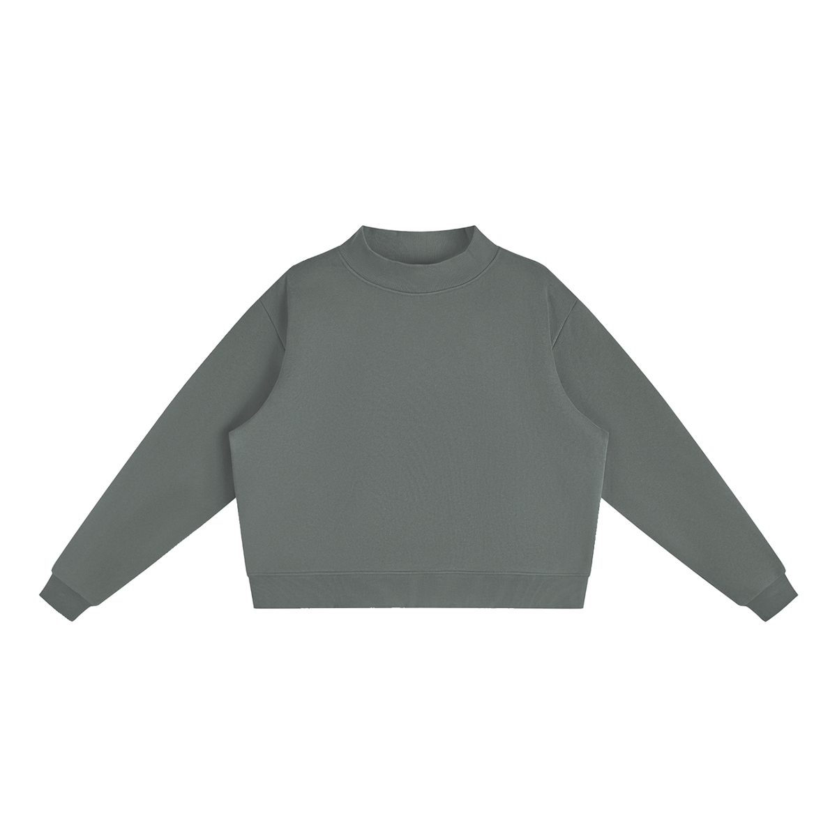 Unisex Essential Fleece Mock-Neck Crew Sweatshirt in dark gray