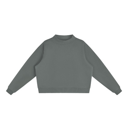 Unisex Essential Fleece Mock-Neck Crew Sweatshirt in dark gray