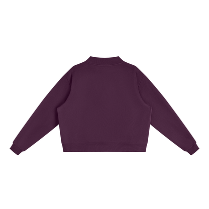 Unisex Essential Fleece Mock-Neck Crew Sweatshirt in dark purple, alternate angle