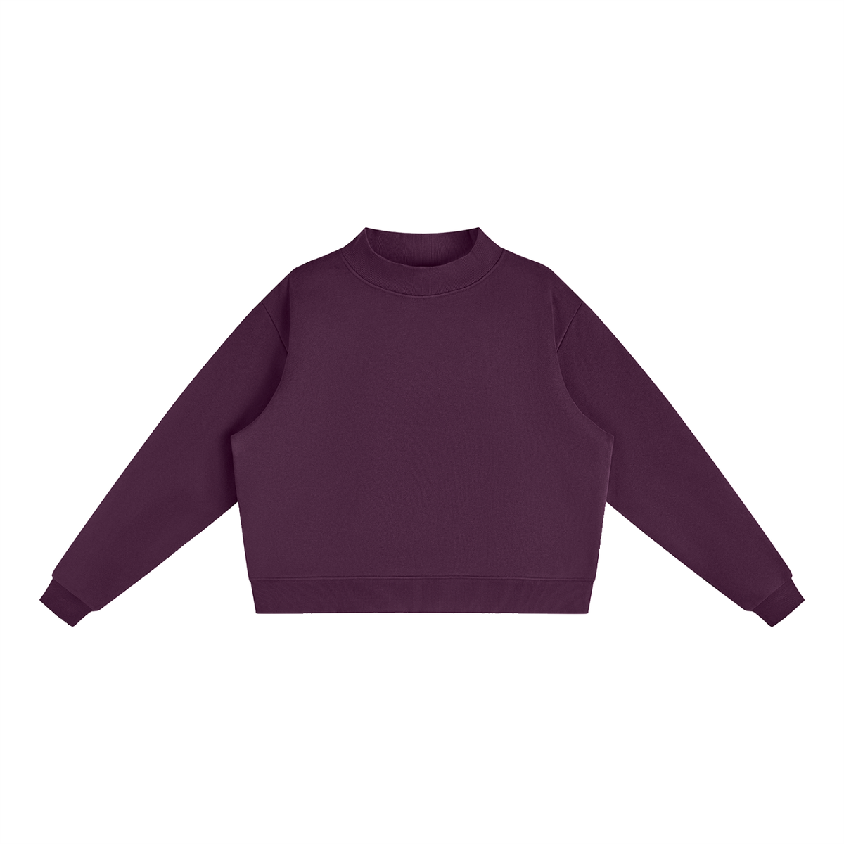 Unisex Essential Fleece Mock-Neck Crew Sweatshirt in dark purple