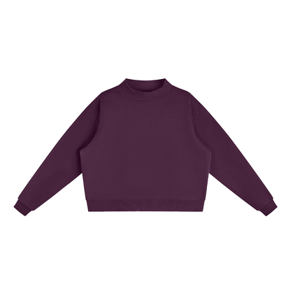 Unisex Essential Fleece Mock-Neck Crew Sweatshirt in dark purple