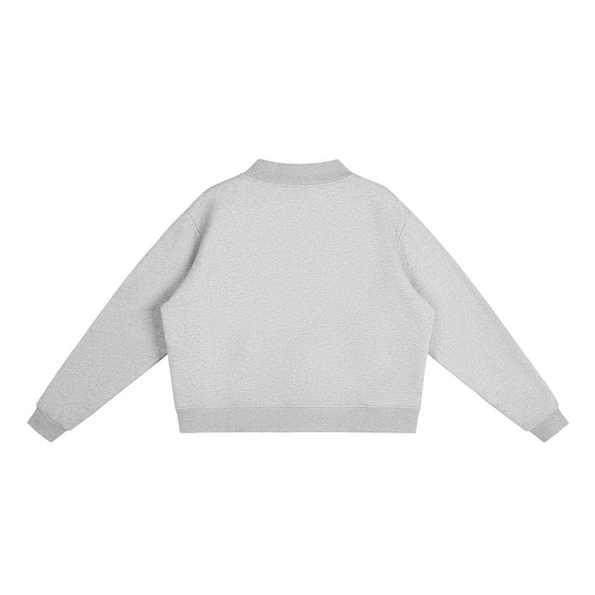 Unisex Essential Fleece Mock-Neck Crew Sweatshirt in flower gray, alternate angle