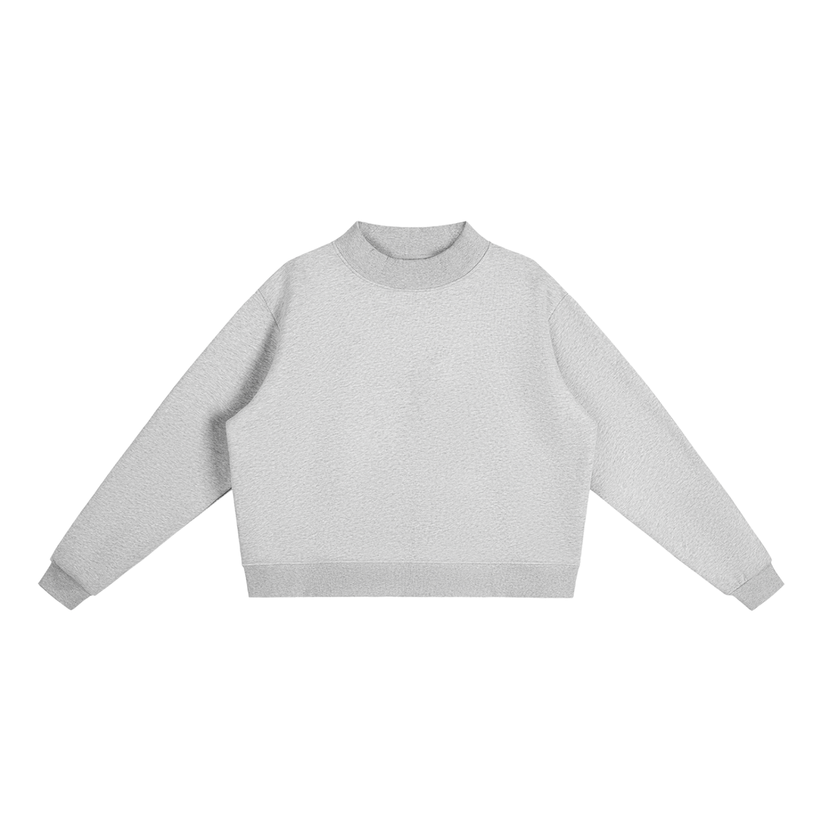 Unisex Essential Fleece Mock-Neck Crew Sweatshirt in flower gray