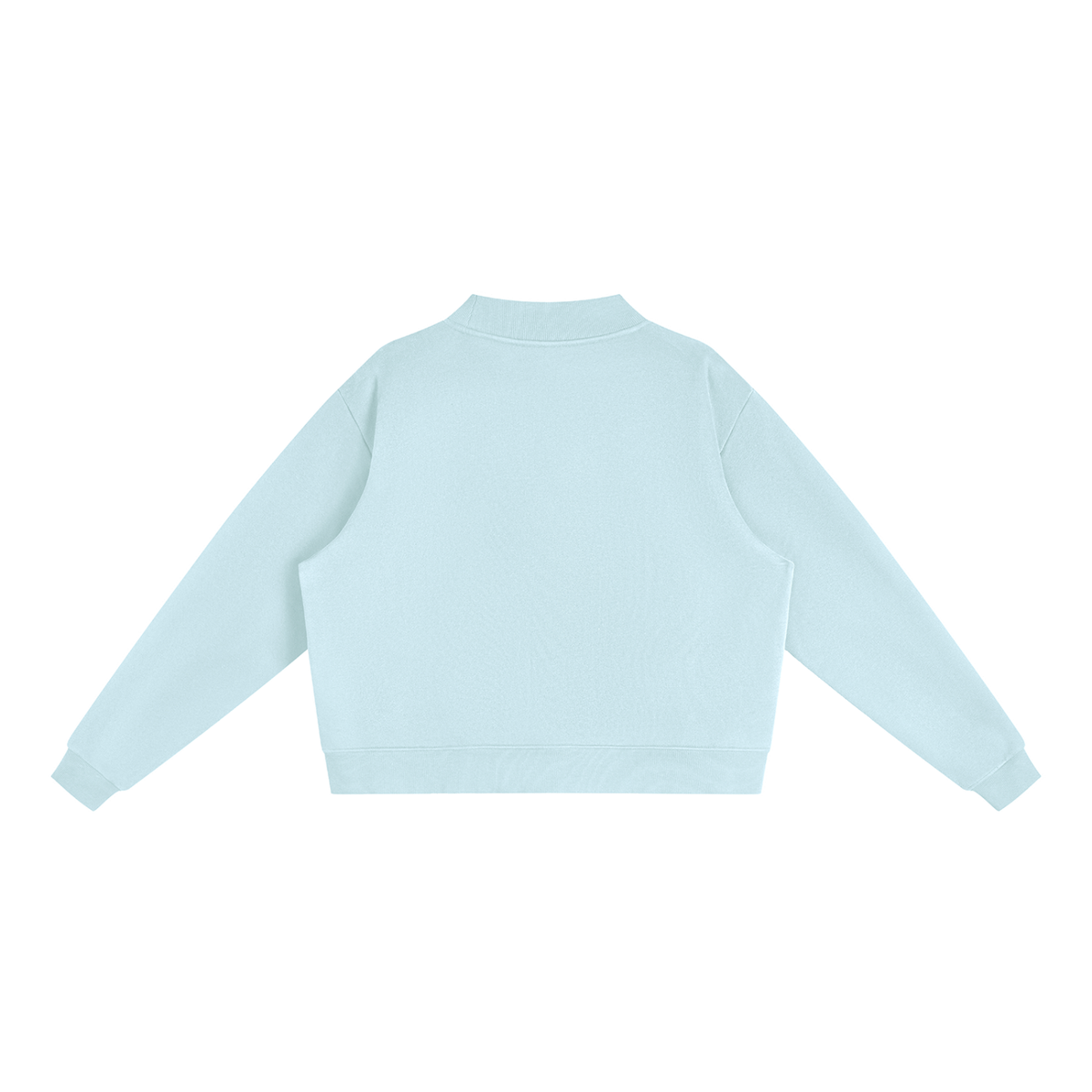 Unisex Essential Fleece Mock-Neck Crew Sweatshirt in light blue, alternate angle