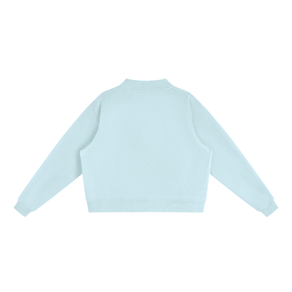 Unisex Essential Fleece Mock-Neck Crew Sweatshirt in light blue, alternate angle