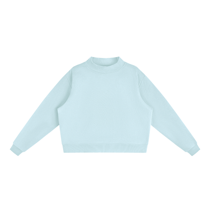 Unisex Essential Fleece Mock-Neck Crew Sweatshirt in light blue